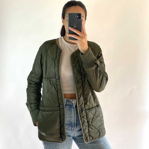 TNA The Griffith Kaki quilted jacket sherpa liner coat - Picture 2 of 8